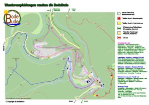 Wanderwege in und um Treseburg mit Stempelstellen der Harzer Wandernadel